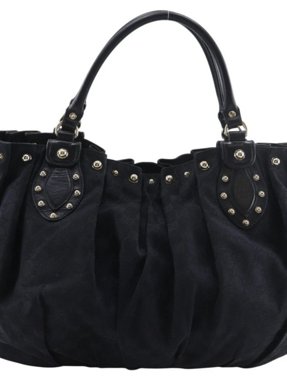 GUCCI Studs Tote Bag 203626 black GG canvas Women